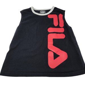 Fila Tank Top T-Shirt Boys Size Medium Black Red Spellout Sleeveless